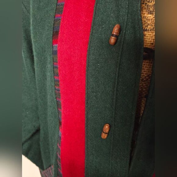 Vintage 70s Nepal Boiled Wool Jacket Coat Toggle Buttons Sz Large - Picture 6 of 14